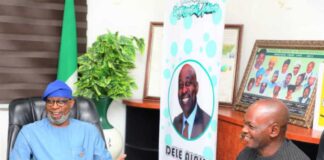 Left: Hon Minister for Solid Minerals Devpt. Dr Oladele Alake; Right: President, Nigeria Society of Mining Engineers, Prof. Benson Shedrack Jatau, during courtesy visit on the Hon. Minister by the Association