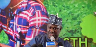 President Bola Ahmed Tinubu, represented by the Minister of State for Agriculture and Food Security, Sen. Aliyu Sabi Abdullahi during the 6th AAEW in Abuja.