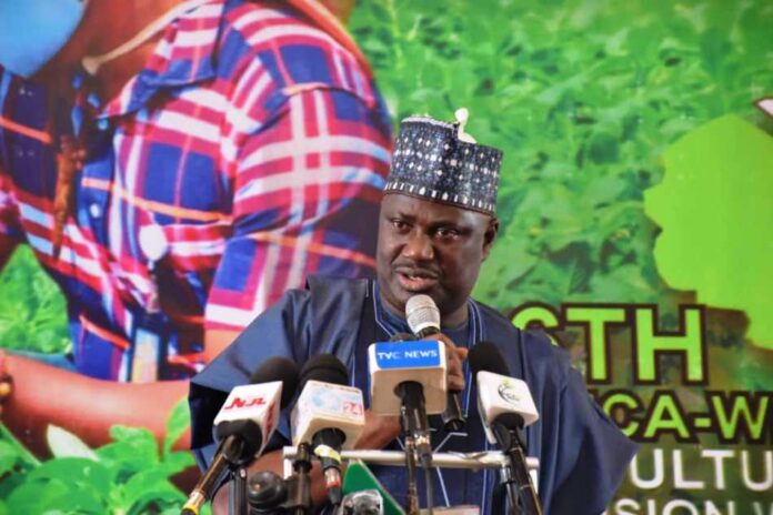 6th AAEW President Bola Ahmed Tinubu, represented by the Minister of State for Agriculture and Food Security, Sen. Aliyu Sabi Abdullahi during the 6th AAEW in Abuja.