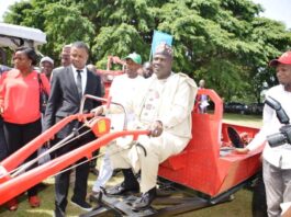 The Minister of State, Agriculture and Food Security, Sen. Dr. Aliyu Abdullahi during the AAMETEX 2023,in Abuja.