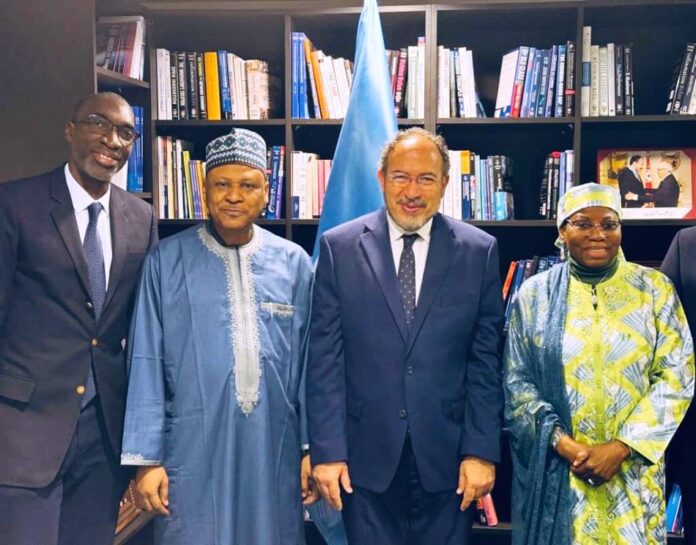L-R: Alton Grizzle, Programme Specialist in Communication and Information, UNESCO; Mohammed Idris, Nigeria's Minister of Information and National Orientation; Dr. Tawfik Jelassi, UNESCO Assistant Director-General for Communication and Information; and Dr. Hajo Sani, Nigeria’s Ambassador, Permanent Representative to UNESCO, at a Bilateral Meeting between the Minister and the Assistant Director-General, at UNESCO HQ, on Tuesday, November 7, 2023