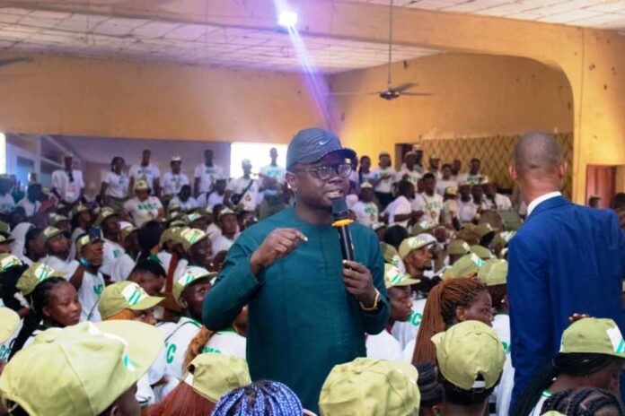 Honourable Minister of State for Youth Development, Mr. Ayodele Olawande in an interactive session with some youth corp members.