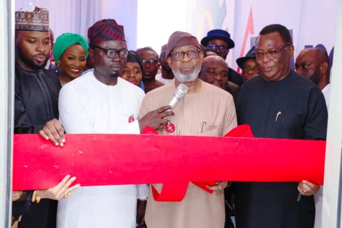 L-R: CEO/Founder, Amal Technologies Limited Shehu Tijjani Abdullahi, Minister of State for Youth, Ayodele Olawande, the Honorable Minister of Solid Minerals Development, Dr. Dele Alake and Executive Secretary, NCDMB, Engr. Felix Omatsola Ogbe during the official commissioning of Amal technology production facility for Gas leak detection device and printed circuit board in Abuja, on Dec. 21, 2023.