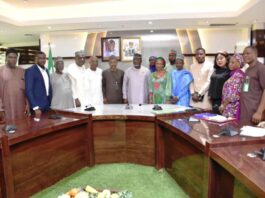The Permanent Secretary, FMAFS, Dr Ernest Umakhihe and Members of the Committee during the Inauguration.