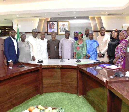 The Permanent Secretary, FMAFS, Dr Ernest Umakhihe and Members of the Committee during the Inauguration.