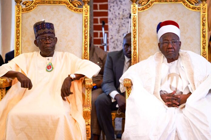 President Bola Tinubu and Shehu of Borno, Alhaji Abubakar Ibn Umar Garbai Al-Amin El-Kanemi