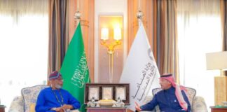 Left: Hon. Minister for Solid Minerals Development, Dr Dele Alake and his Saudi Arabian counterpart, Bandar Alkhorayef