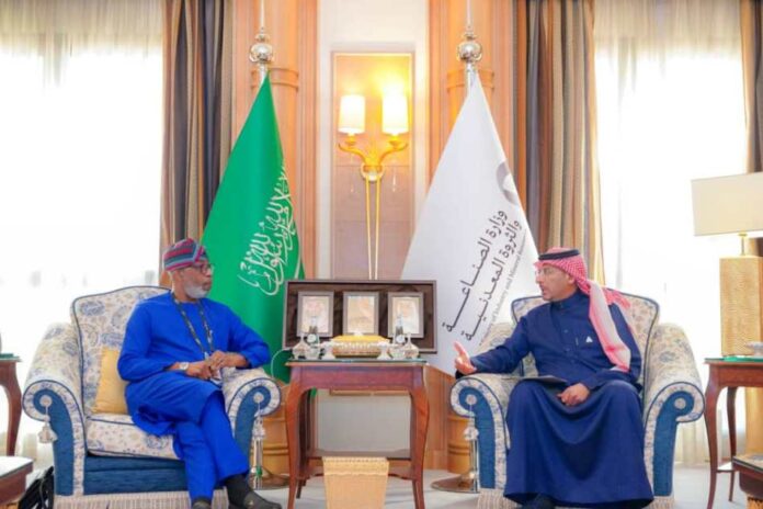 Left: Hon. Minister for Solid Minerals Development, Dr Dele Alake and his Saudi Arabian counterpart, Bandar Alkhorayef