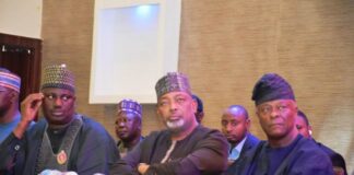L-R, the Minister of State, Sen. Dr. Aliyu Abdullahi, Minister of Agriculture and Food Security, Sen. Abubakar Kyari and Minister of Finance, Mr. Wale Edu, during the takeholders Meeting.