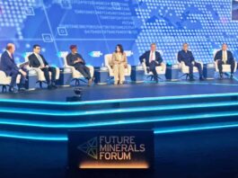 The Minister of Solid Minerals Development, Dr. Dele Alake was a panelist at the opening session of the Future Minerals Forum (FMF) in Riyadh titled "Why the Super Region? Should the Super Region Have Its Own Critical Minerals Strategy? Other panelists include Pakistani Minister of Energy Pakistan, HE Muhammed Ali; UK Minister of state for Industry and Economy HE Nosrat Ghani ; Chairman Anglo American, Stuart Chambers; Vice-Chairman CMOC Group, Steele Li; CEO Ma'adeen, Robert Wilt. 10th January, 2024.