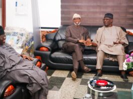 L-R: Senator Umaru Tanko Al-Makura, honourable Minister of Solid Minerals Development, Dr. Dele Alake and Nasarawa State governor, Abdullahi Sule during a courtesy visit to the Ministry of Solid Minerals Development office to straightened partnership on solid minerals sector, in Abuja, on Jan. 18, 2024.