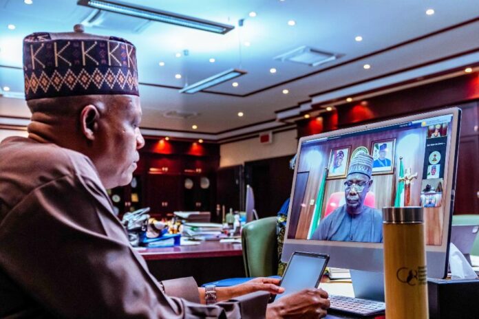 Vice President Kashim Shettima chairing the 139th NEC meeting virtually, earlier today