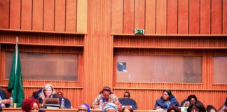 First Lady of the Federal Republic of Nigeria Senator Oluremi Tinubu, CON addressing the 28th General Assembly of Organisation of African First Ladies for Development OAFLADwthe the theme “Educate Her and Transform Africa: Enhancing Access to Health and Education for the 21st Century African Women and Girls" held in Addis Ababa, Ethiopia on Sunday 18th February 2024