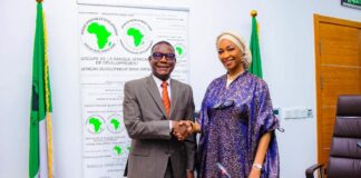 Lamin G. Barrow, Director General of Nigeria Country Department of the African Development Bank (afdb) with Hon Minister of Art, Culture and the Creative Economy Barrister Hannatu Musa Musawa