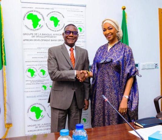 Lamin G. Barrow, Director General of Nigeria Country Department of the African Development Bank (afdb) with Hon Minister of Art, Culture and the Creative Economy Barrister Hannatu Musa Musawa