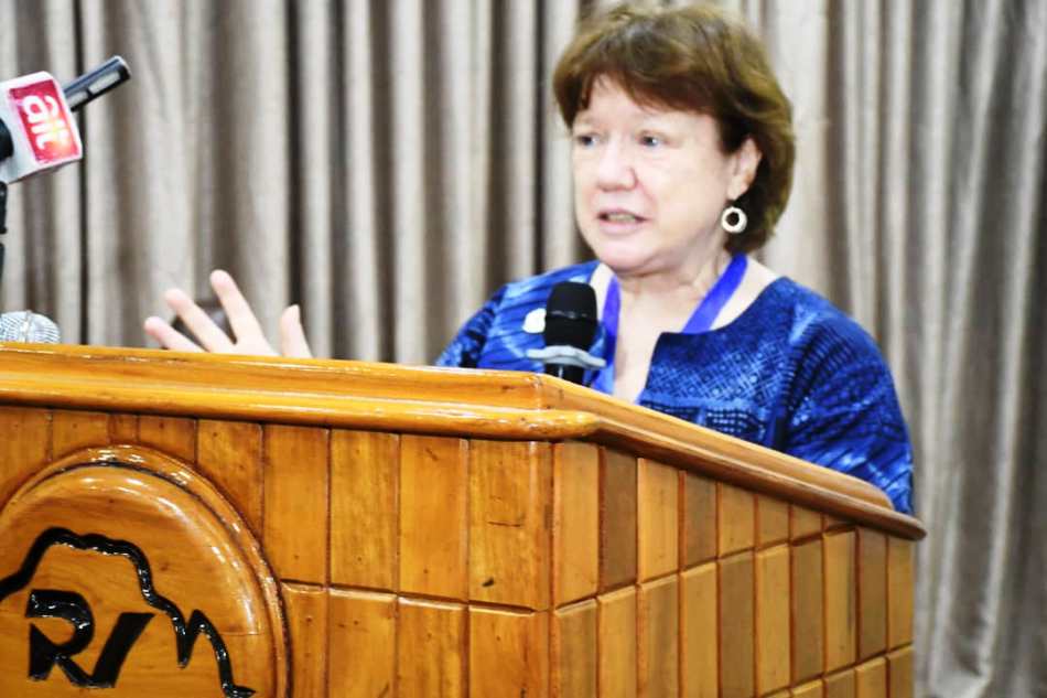 Dr. Jane Bevan, UNICEF Chief of WASH, delivering her Goodwill Message at the National Workshop on State Action Plan on Climate Change.