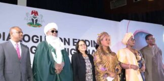 Permanent Secretary, Federal Ministry of Women Affairs, Amb. Gabriel Aduda, UN Country Representative - Ms Cristina Munduate, Honourable Minister of Women Affairs, Barrister (Mrs) Uju Kennedy-Ohanenye and other dignitaries at the event