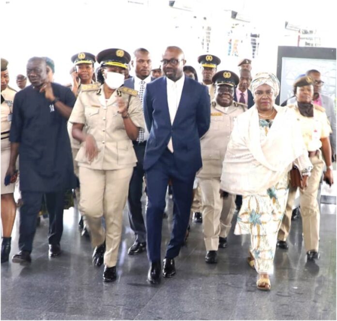 E-Verification Gates The Minister of Interior, Hon, Dr. Olubunmi Tunji-Ojo, the Permanent Secretary, Dr. Aishetu Gogo Ndayako and other top Directors in the Ministry of Interior, during an inspection tour of facilities at the Nnamdi Azikiwe International Airport and the Nigeria Immigration Service Headquarters, in Abuja.