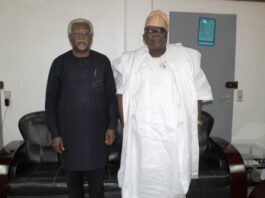 Above Picture: Chairman, Federal Civil Service Commission (FCSC), Prof. Tunji Olaopa (Right) with the Chairman and Chief Executive of National Salaries, Incomes and Wages Commission (NSIWC); Ekpo Nta, Esq. (Left) during the visit of the former to the latter office on Friday.