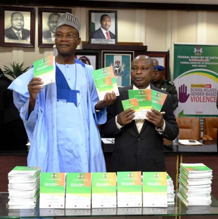 PIX 1 Honourable Attorney General of the Federation and Minister of Justice, Lateef Fagbemi SAN, and Honourable Minister of Education, Prof Tahir Mamman, SAN, Launching the Standard Operating Procedure (SOP) for the Prosecution of Perpetrators of School -Related Gender-Based Violence Cases in Nigeria, in Abuja.