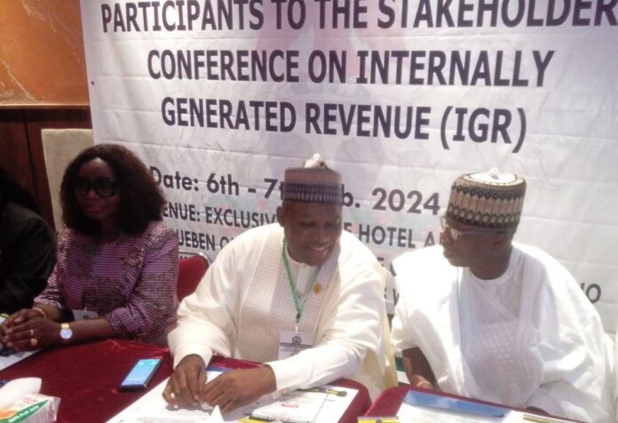 Pic L-R: Director of Finance and Accounts, Mrs. Bakre Juliana Modupe, Permanent Secretary, Ministry of Police Affairs, Dr. Nasir Sani Gwarzo and Deputy Chairman House Committee on Police Affairs, Honourable Adewale Waheed during a two-day stakeholders Conference on Improving Internally Generated Revenue (IGR) for the Ministry with a theme “Strategies at Enhancing Internally Generated Revenue” held at the Exclusive Serene Hotel in Abuja.