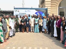 Minister of State for Environment, Dr Iziaq Adekunle Adeboye Salako in a group Photograph with other members at the ECOWAS coordination meeting on expanding and strengthening ECOWAS Protected Area in Abuja, Nigeria