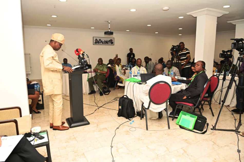 Minister of State for Environment, Dr Iziaq Adekunle Adeboye Salako at the ECOWAS coordination meeting on expanding and strengthening ECOWAS Protected Area in Abuja Nigeria