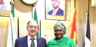 L- R: Spanish Ambassador to Nigeria, HE Juan Ignacio Sell, the Permanent Secretary, Ministry of Interior, Dr. Aishetu Gogo Ndayako