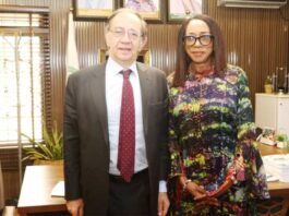 L-R SPANISH AMBASSADOR JUAN SEIL & HON.MINISTER OF TOURISM LOLA ADE-JOHN,DURING A COURTESY VISIT IN HER OFFICE