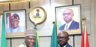 L-R VC, University of Abuja, Prof. Abdul Rasheed Na'Allah and Minister of Interior, Hon. (Dr.) Olubunmi Tunji-Ojo