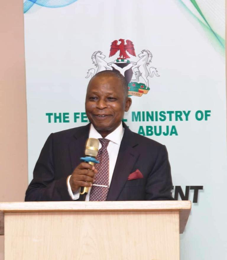 Hon. Attorney General of the Federation and Minister of Justice, Lateef Fagbemi, SAN presenting welcome address at Top Management Retreat of the Federal Ministry of Justice .