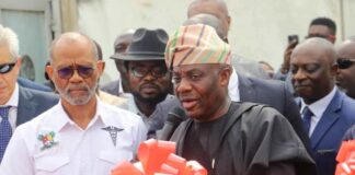 Coordinating Minister, Federal Ministry of Health and Social Welfare, Professor Muhammad Ali Pate commissioning the 72 vehicles and other equipment