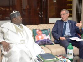 The Hon. Minister of Agriculture and Food Security, Senator Abubakar Kyari, CON and IFAD's Associate, Vice President,Dr. Donal Brown, during the High Level Meeting in Abuja.
