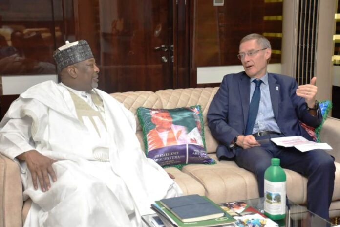 High Level Meeting The Hon. Minister of Agriculture and Food Security, Senator Abubakar Kyari, CON and IFAD's Associate, Vice President,Dr. Donal Brown, during the High Level Meeting in Abuja.