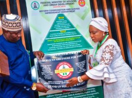 Dr Marcus Ogunbiyi, Permanent Secretary, Federal Ministry Of Housing and Urban Development, giving his opening remarks at a Sensitization/Inauguration/Induction of Ministerial Servicom Unit of the FMHUD, Thursday 28th March, 2024