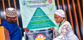Dr Marcus Ogunbiyi, Permanent Secretary, Federal Ministry Of Housing and Urban Development, giving his opening remarks at a Sensitization/Inauguration/Induction of Ministerial Servicom Unit of the FMHUD, Thursday 28th March, 2024