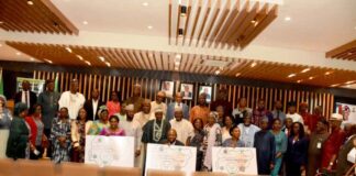 The Head of Civil Service of the Federation, Dr Folasade Yemi-Esan CFR, National Assembly Members, Honourable Ministers, Body of Transformative Federal Permanent Secretaries in a group photography with 2023 Federal Innovation Competition Award Winners