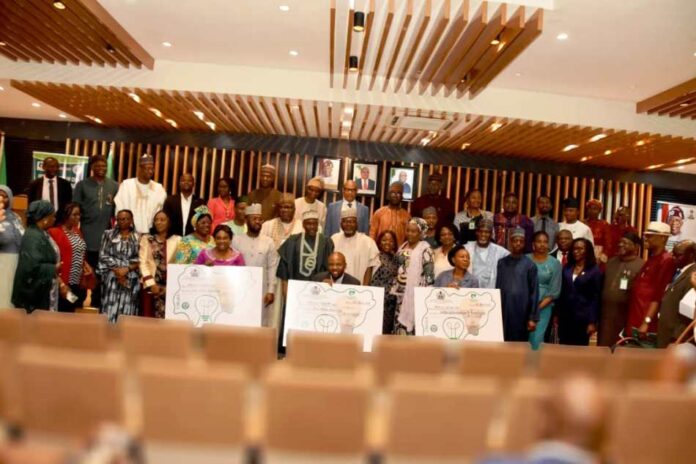 Innovation Drive in Public Service2 The Head of Civil Service of the Federation, Dr Folasade Yemi-Esan CFR, National Assembly Members, Honourable Ministers, Body of Transformative Federal Permanent Secretaries in a group photography with 2023 Federal Innovation Competition Award Winners