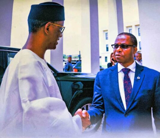 National Security Adviser, Mallam Nuhu Ribadu in a handshake with the National Coordinator, National Counter Terrorism Centre, Rear Admiral YEM Musa (rtd), PhD.