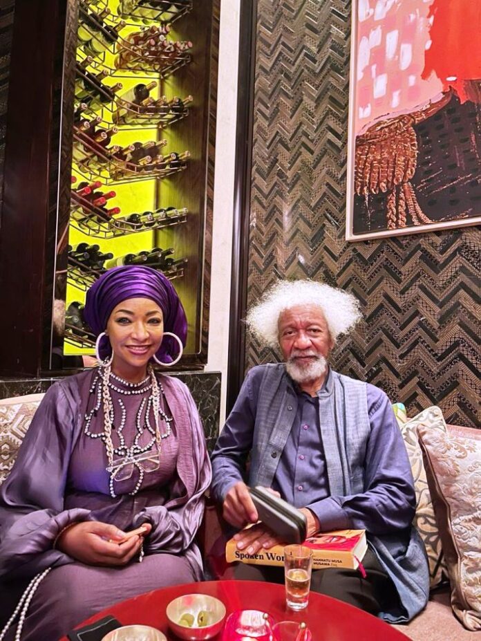 Musawa and Soyinka The Minister of Art, Culture, and the Creative Economy Hannatu Musa Musawa interacting with Nobel Laureate, Prof Wole Soyinka