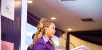 Honourable Minister of Women Affairs, Barrister (Mrs) Uju Kennedy-Ohanenye delivering an address at a Conference for State Commissioners of Women Affairs in Abuja with the theme: *Critical Issues and Opportunities for Enhancing Rights, Protection and Justice for Women, Children and Persons with Disabilities