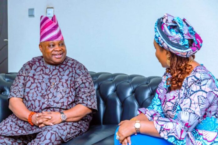 courtesy visit to the Ministry1 Executive Governor of Osun State, His Excellency, Dr. Ademola Adeleke during his courtesy visit to the Honourable Minister of Women Affairs, Barrister (Mrs) Uju Kennedy-Ohanenye in her office in Abuja