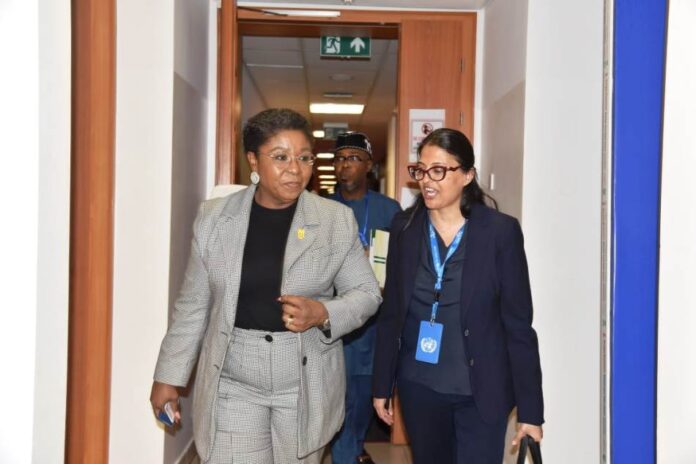7th Meeting of the Nigeria Education Group (NEG)1 Permanent Secretary, Federal Ministry of Education, Mrs. Didi Walson-Jack, OON,mni (left)with Nigeria Education Group Co-Chair, Saadhna Panday-Soobrayan (right)during the 7th Meeting of the Nigeria Education Group at the UN House, Abuja on Thursday.
