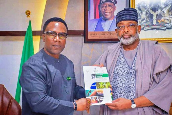 Climate Change Joint Press Briefing The Director General, Nimet, Prof Charles Anosike, and Minister of Agriculture and Food Security, Sen Abubakar Kyari, during the Joint Press Briefing in Abuja, recently.