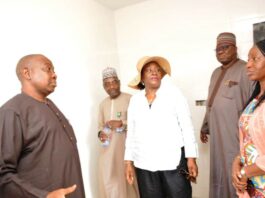 L-R: ES,FGSHLB, Mr. Ibrahim Mairiga with HoSF, Dr. Folasade Yemi-Esan at the site inspection