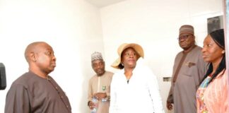 L-R: ES,FGSHLB, Mr. Ibrahim Mairiga with HoSF, Dr. Folasade Yemi-Esan at the site inspection