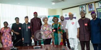7th from right - Honourable Minister of Women Affairs, Barrister (Mrs) Uju Kennedy Ohanenye , Director-General, NIPSS, Kuru, Professor Ayo Omotayo, Director, Innovative Hub, His Excellency, Edward Singhatey with other dignitaries at the Meetin