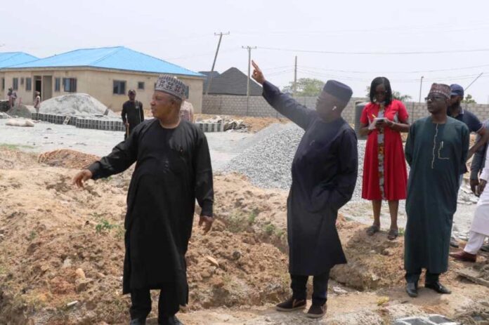 FISH site inspection 2nd Left: Mr. Ibrahim Mairiga, ES, FGSHLB; 1st left: Mr Yakubu Musa Kadiri and others at the site inspection.