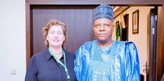 VP, Sen. Kashim Shettima, CWEIC CEO, Rosie Glazerbrook, at the Presidential Villa earlier today