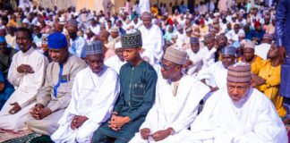 Minister of Information and National Orientation Mohammed Idris celebrated Eid al-Fitr with worshippers at Kaduna in a spirit of unity and reflection on April 10, 2024.